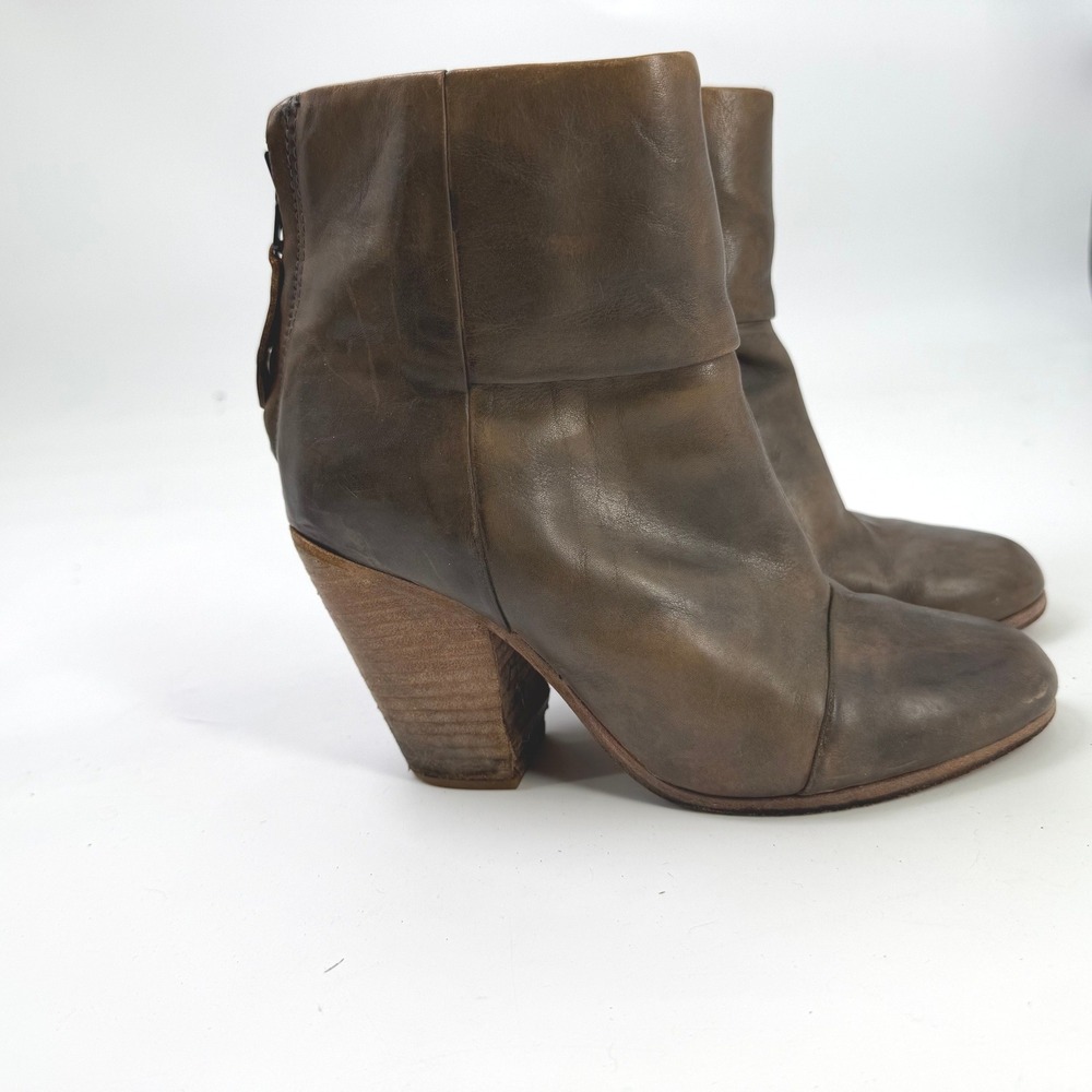 Rag & Bone Newbury Ankle Boots Women 5 Leather Block Heel Distressed Chic Indie